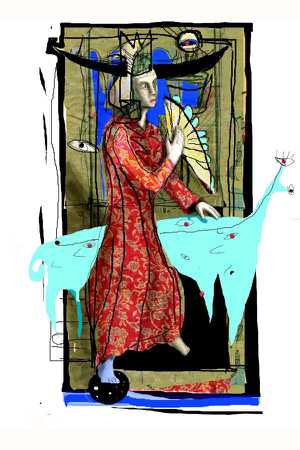 Mädchen Mit blauem Fuß