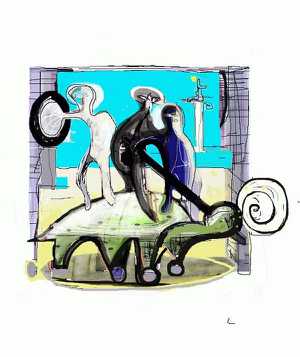 Schldkröte mit drei Figuren