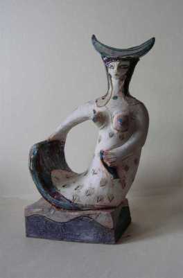 Nixe, Terrakotta teilweise glasiert