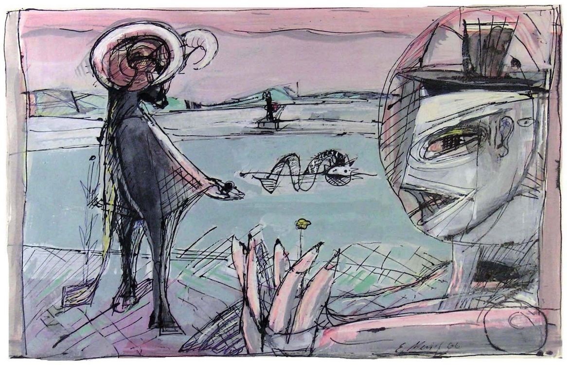 Schwarze Perle und gelbe Blüte