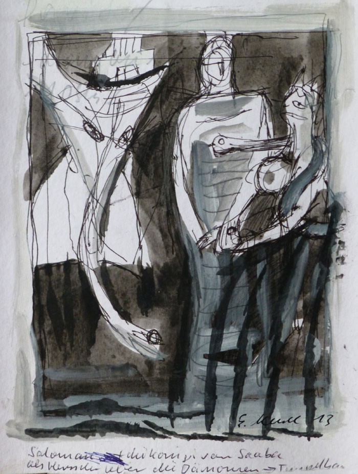 Salomon und die Königin von Saba mit Dämonen